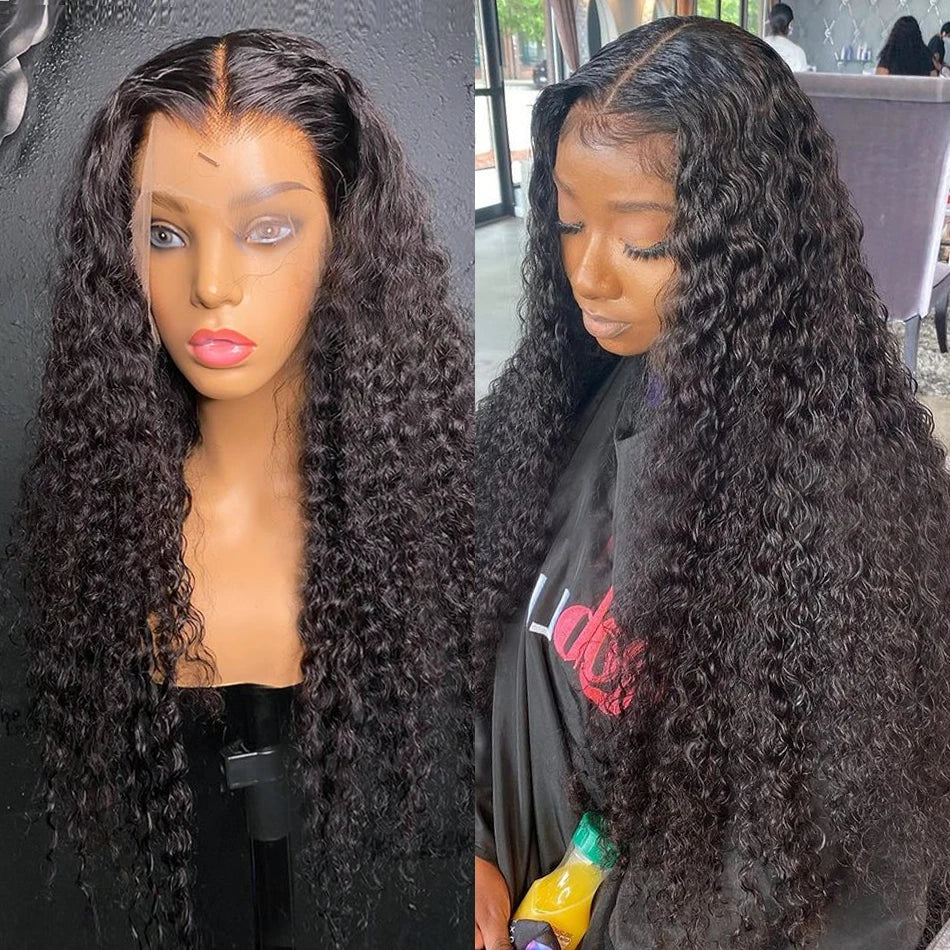 HD Deep Wave 13x4 Lace Frontal Human Hair Wig On Sale 28 30 32 Inch Brazilian Remy 200% Density Curly 4x4 Closure Wigs for Women