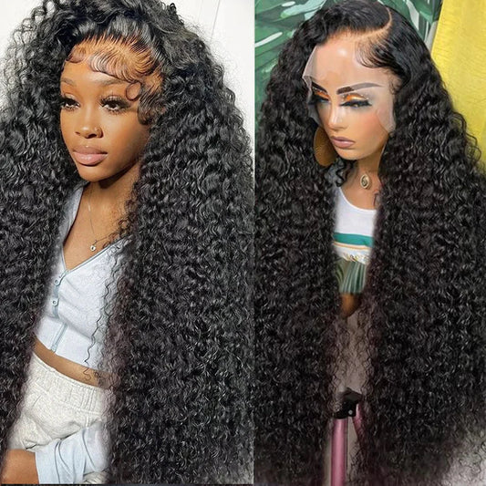 Pre Plucked Curly Human Hair Wigs Transparent Lace Front Wigs 13x6 HD Water Wave Curly Lace Frontal  Human Hair Wigs For Women