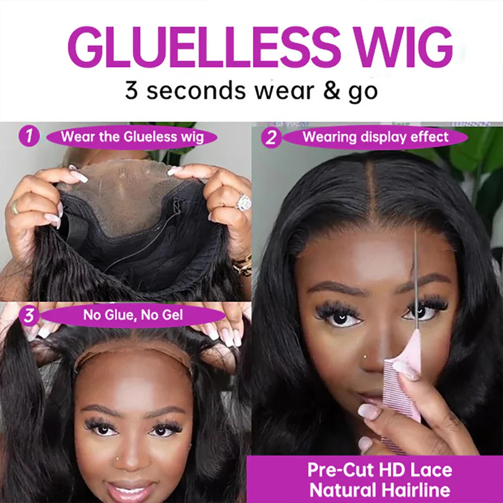 7X5 13X4 Water Wave Glueless Wig Ready to Wear PrePlucked 13X6 Deep Wave HD Lace Frontal Wig Curly Human Hair Wigs For Women