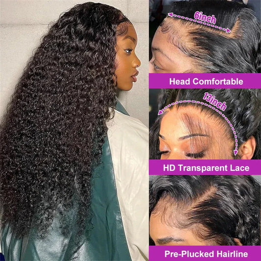 High Density 300% 40 46 Inch Deep Wave 13x6 HD Lace Front Human Hair Wig Water Wave Curly 13x4 360 Lace Frontal Wigs Human Hair