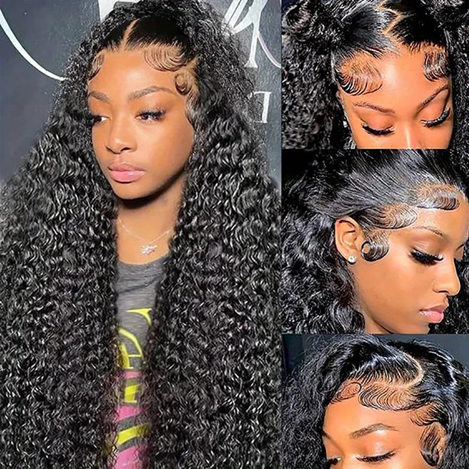 Pre Plucked Curly Human Hair Wigs Transparent Lace Front Wigs 13x6 HD Water Wave Curly Lace Frontal  Human Hair Wigs For Women