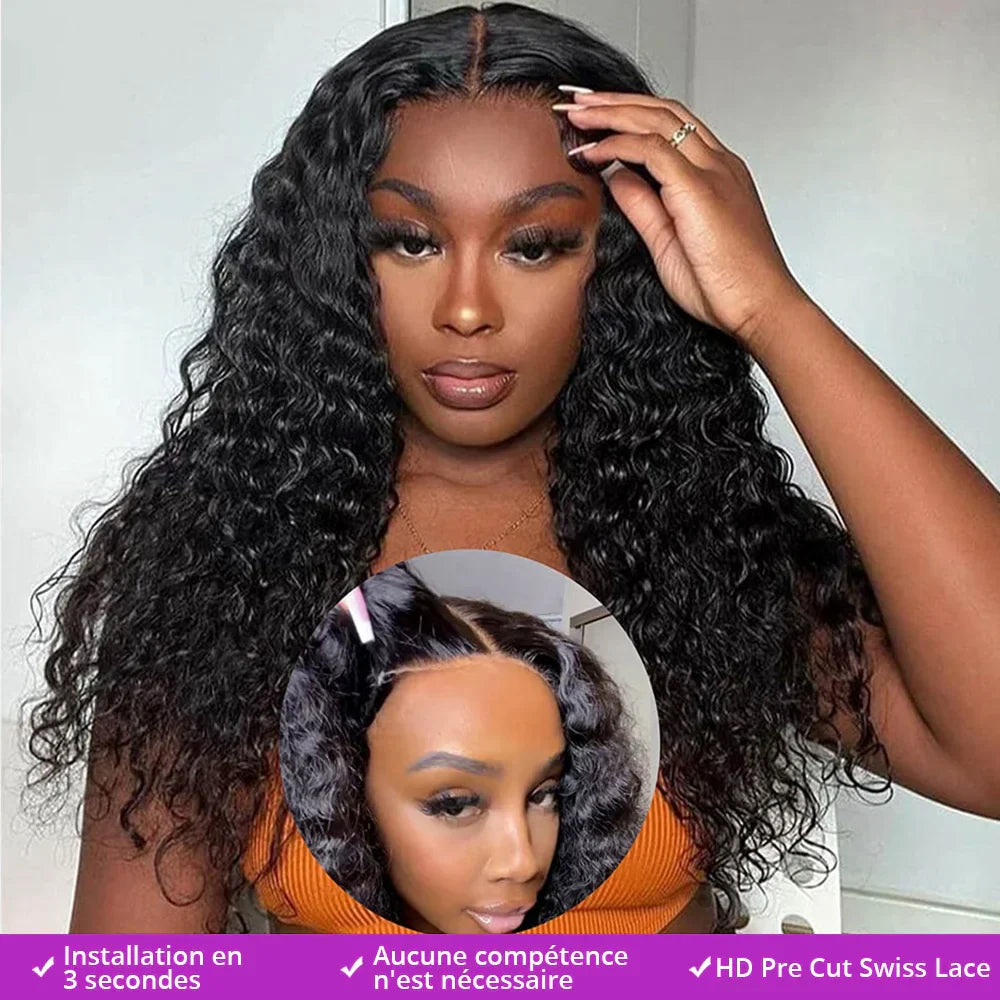 7X5 13X4 Water Wave Glueless Wig Ready to Wear PrePlucked 13X6 Deep Wave HD Lace Frontal Wig Curly Human Hair Wigs For Women