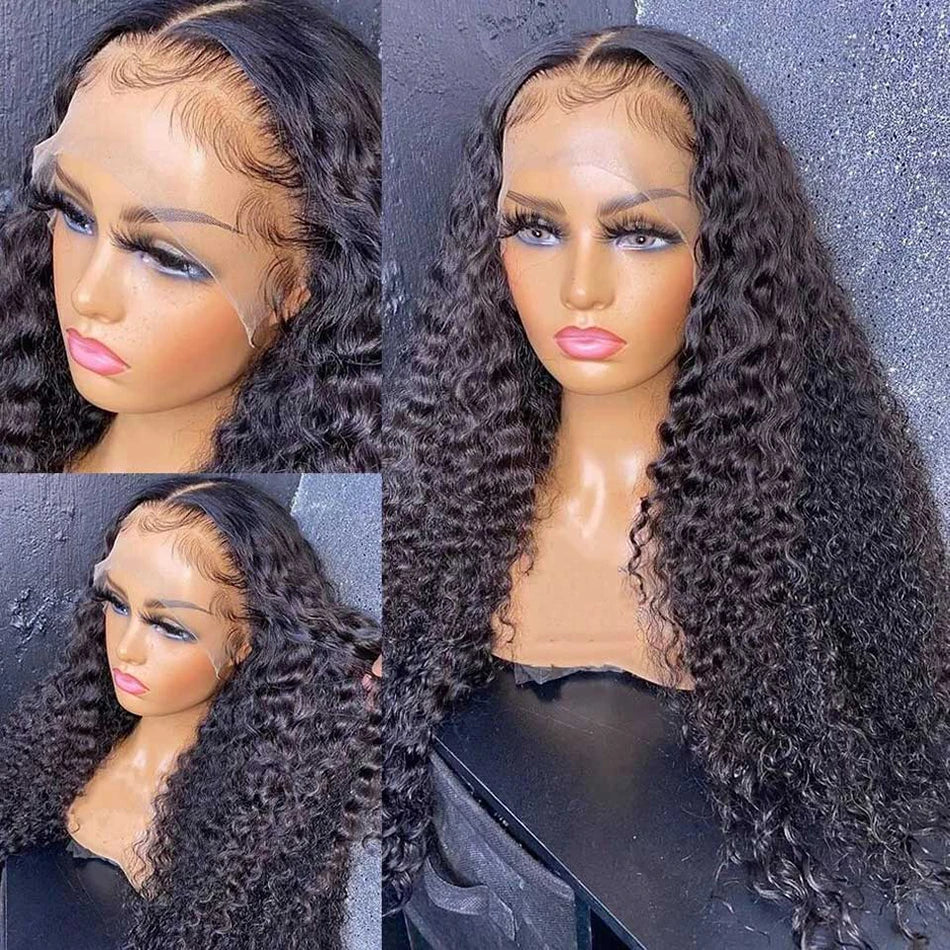 Pre Plucked Curly Human Hair Wigs Transparent Lace Front Wigs 13x6 HD Water Wave Curly Lace Frontal  Human Hair Wigs For Women