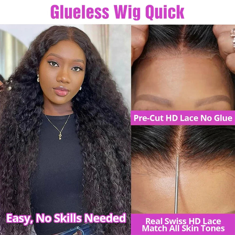 7X5 13X4 Water Wave Glueless Wig Ready to Wear PrePlucked 13X6 Deep Wave HD Lace Frontal Wig Curly Human Hair Wigs For Women