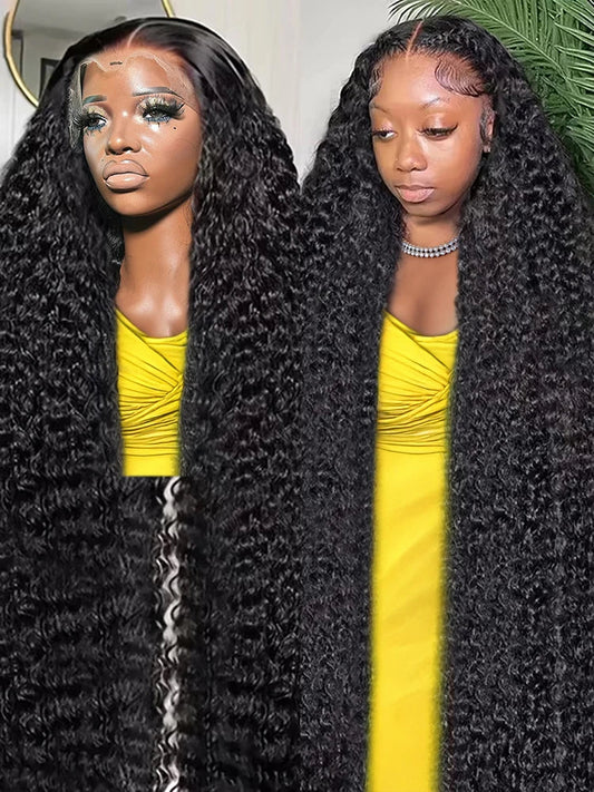 High Density 300% 40 46 Inch Deep Wave 13x6 HD Lace Front Human Hair Wig Water Wave Curly 13x4 360 Lace Frontal Wigs Human Hair