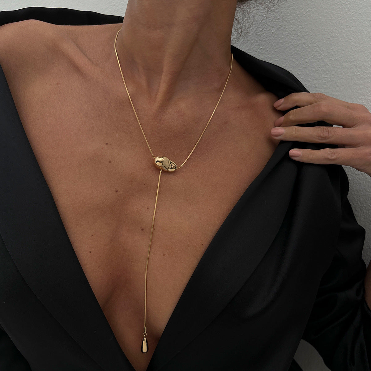 Simple CCB Water Drop Pendant Necklace